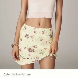 Anthropologie Tilda Yellow Floral Mini Skirt NWT Size Large